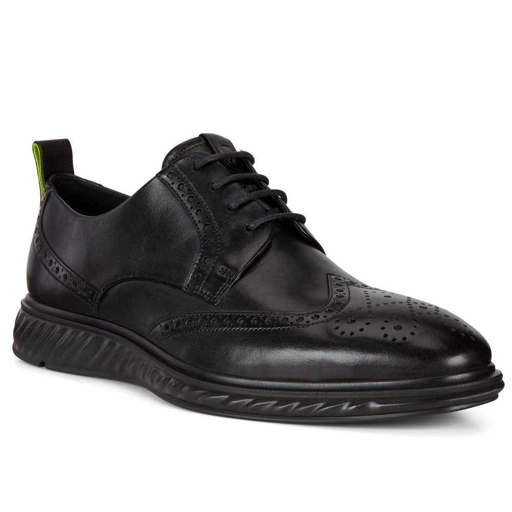 ECCO Mens Brogue Shoes Black - St.1 Hybrid Lite Wingtip - IZB-593287